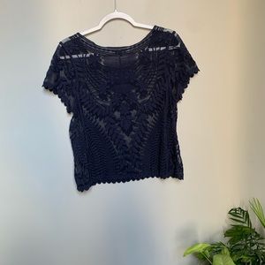 Express Navy Lace Top ⚡️